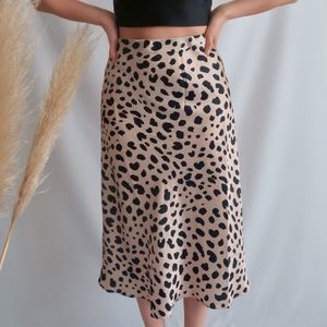 Satin Leopard Skirt